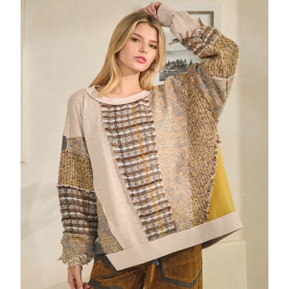 Oli and Hali “ Avery  “ OLi and Hali  MIXED FABRIC LONG SLEEVE TOP 81 - Picture 3 of 6